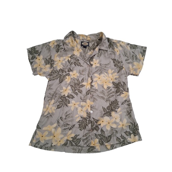 Tommy Bahama Tops - L@@K! Women Small Vintage‎ Tommy Bahama Silk Green-Yellow Floral Button Top S/S